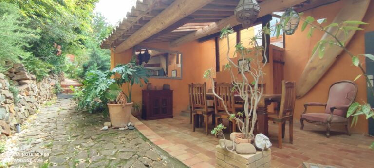 Terrasse couverte Gîte l'Orangeraie Repas extérieur Gavaresse Le Pradet